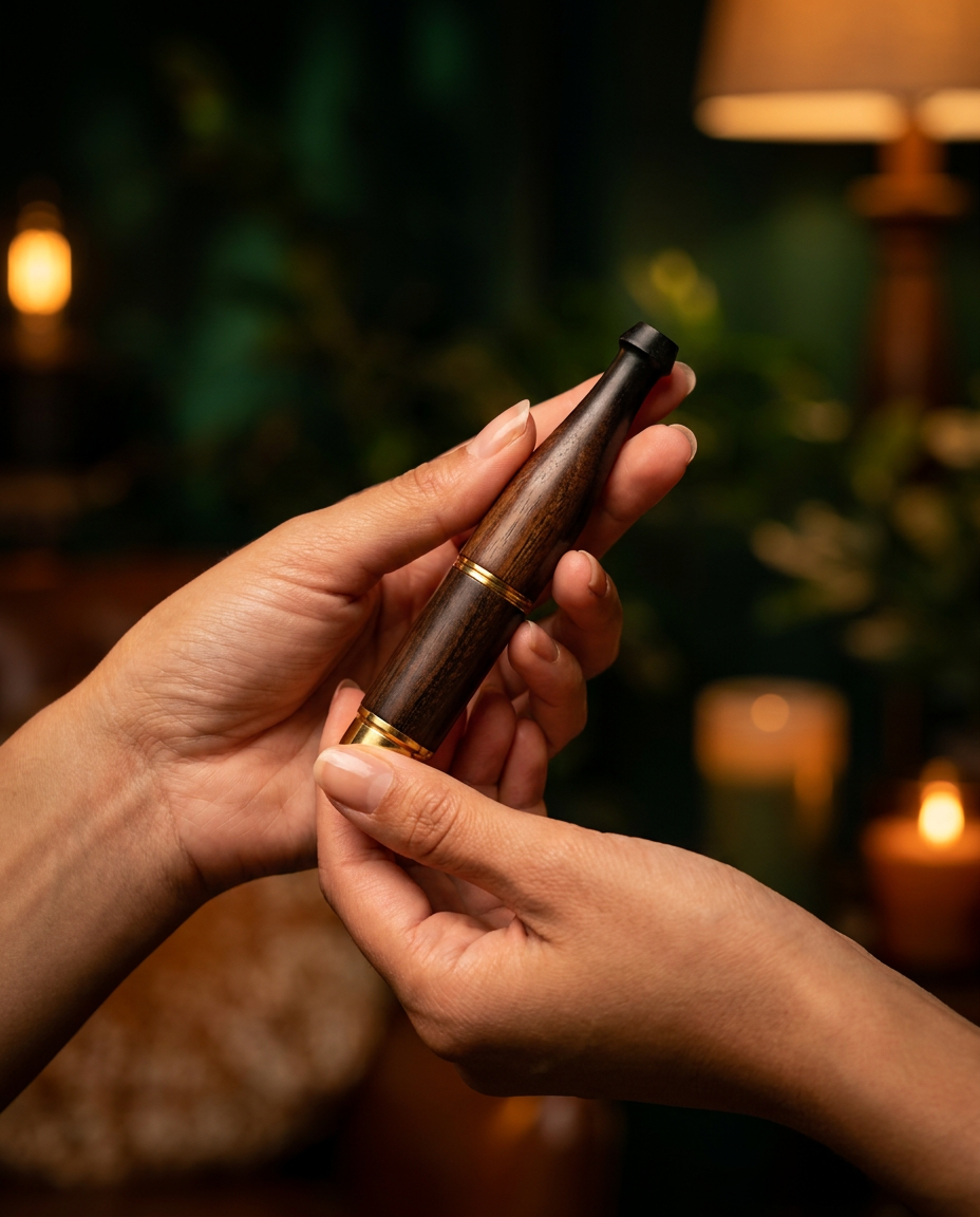 CannaBreak diffuser held in hands, warm evening light